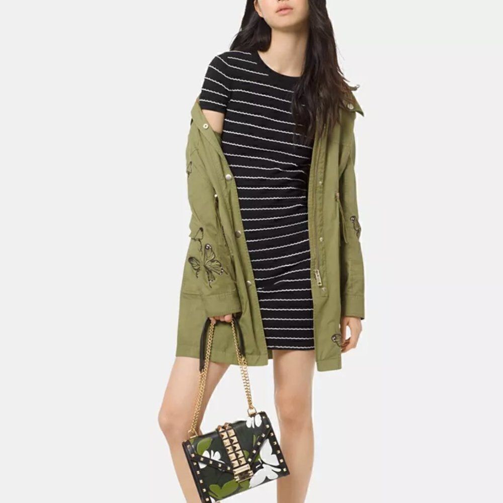 Michael Kors Scalloped-Stripe Sweater Dress